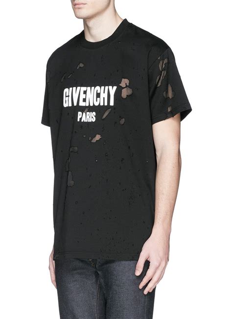 givenchy black distressed logo t shirt|black and white givenchy shirt.